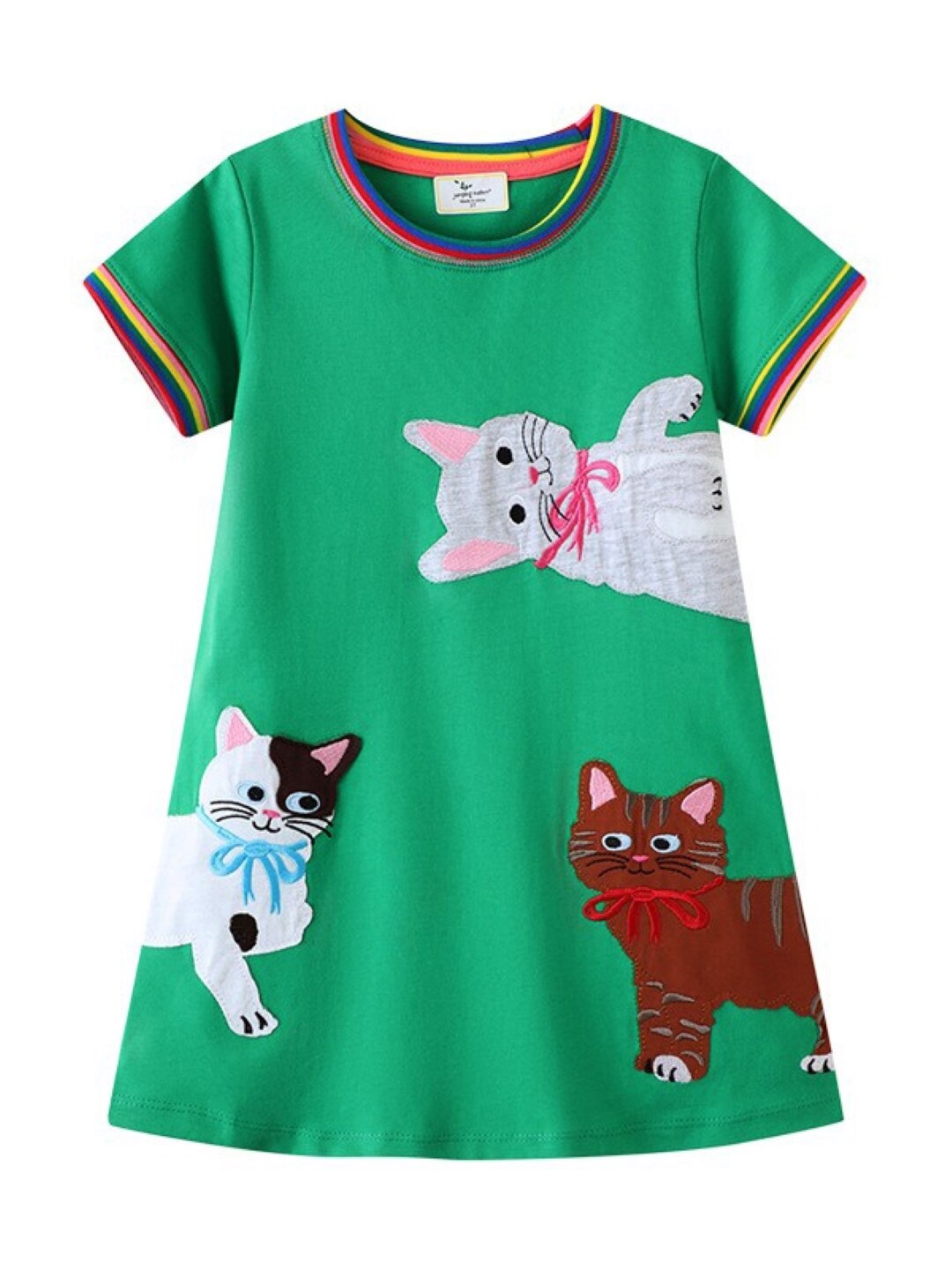 

StyleCast Girls Green & Purple Graphic Printed Pure Cotton A-Line Dress