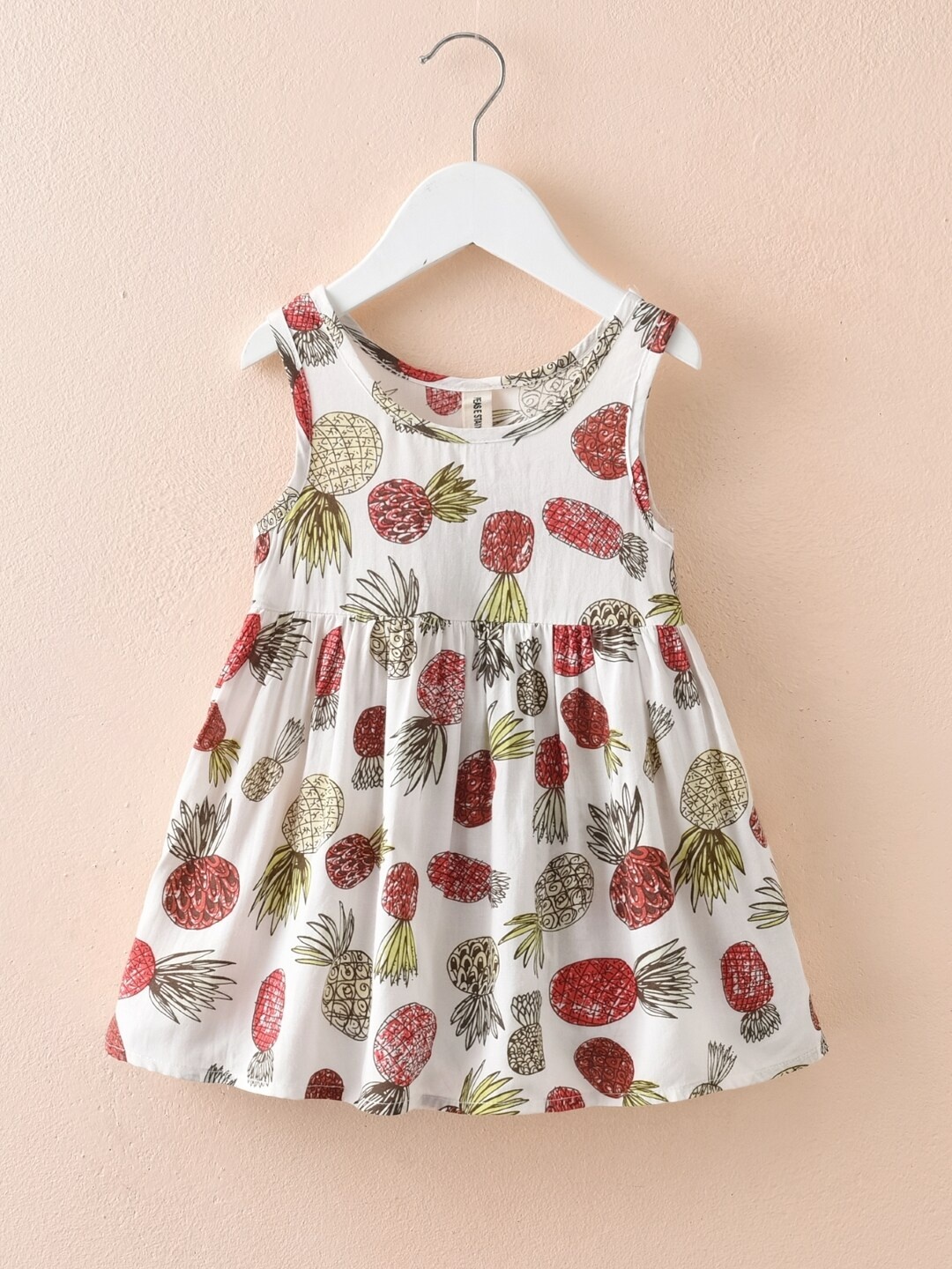

StyleCast Girls White Conversational Printed Sleeveless Fit & Flare Cotton Dress