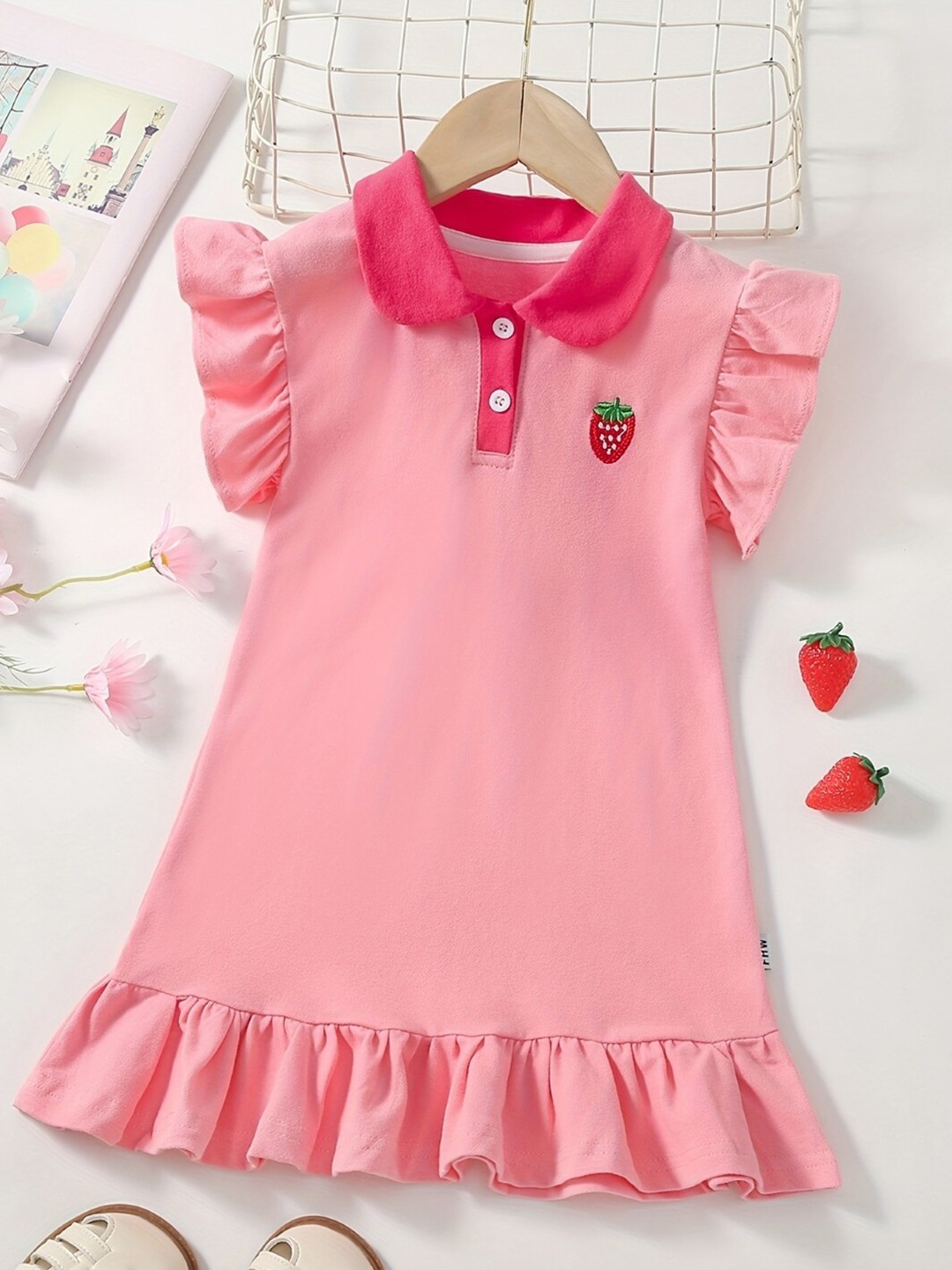 

StyleCast Girls Pink Ruffles Pure Cotton A-Line Dress
