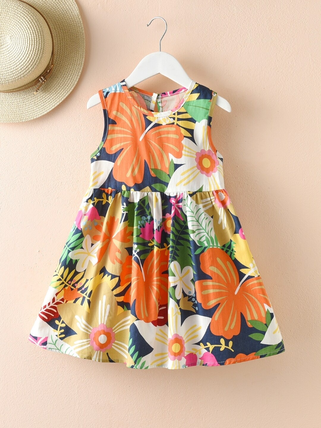 

StyleCast Green Girls Floral Printed Pure Cotton A-Line Dress