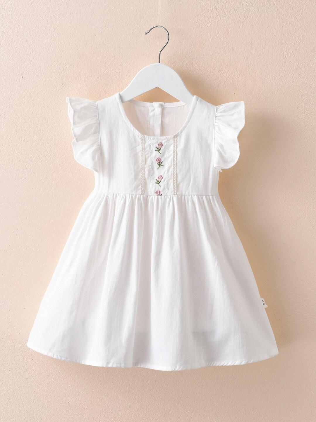 

StyleCast Girls White & Green Floral Embroidered Cotton A Line Dress
