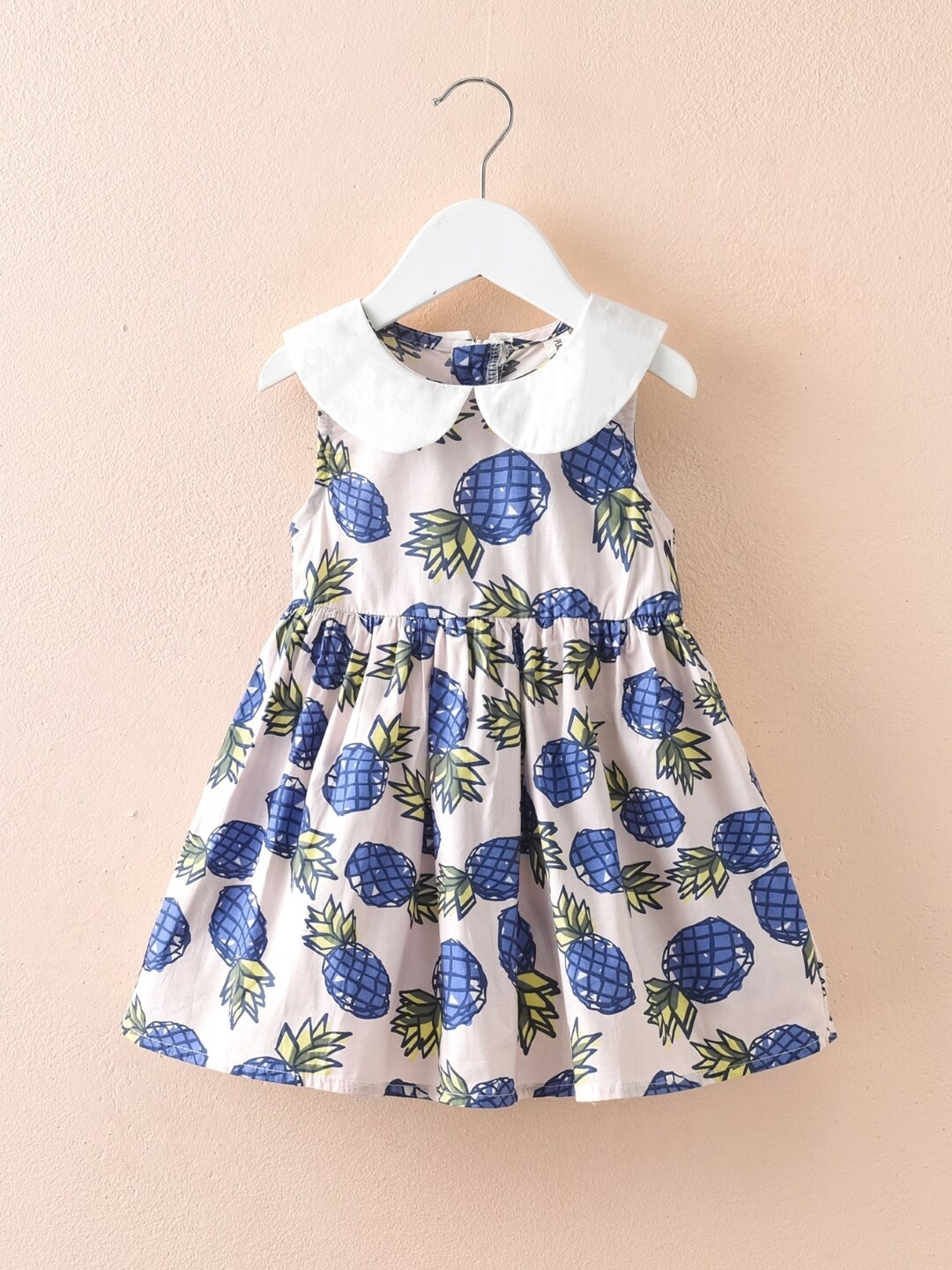 

StyleCast White Conversational Printed Peter Pan Collar Cotton A-Line Dress