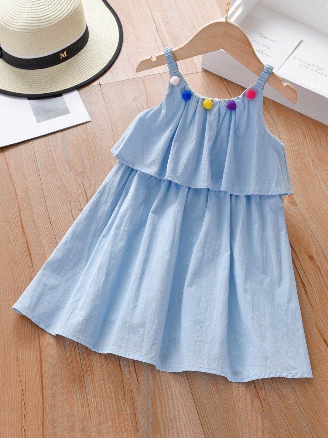 

StyleCast Girls Blue Layered Pure Cotton A-Line Dress