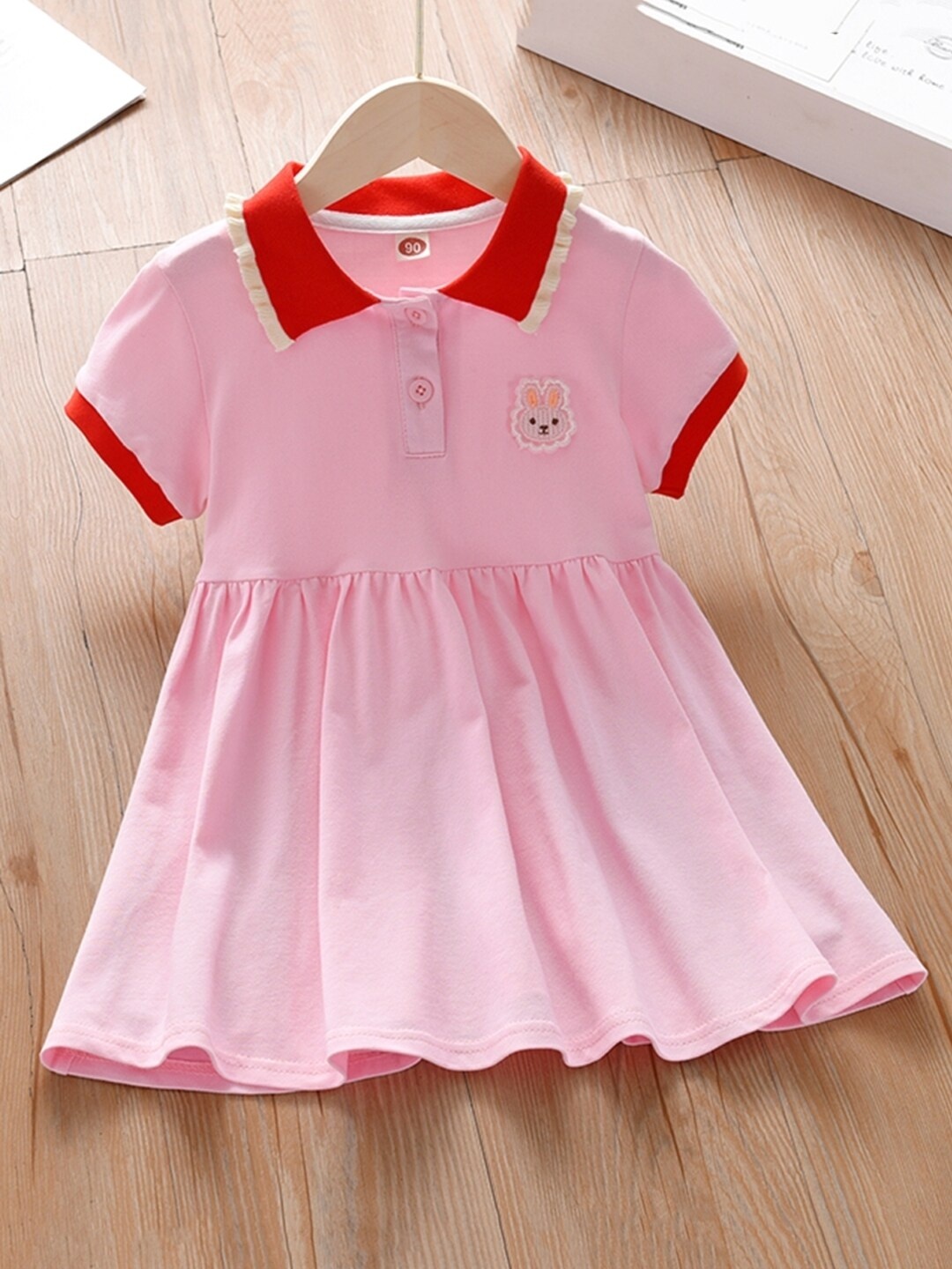 

StyleCast Girls Pink Colourblocked Gathered Cotton Fit & Flare Dress