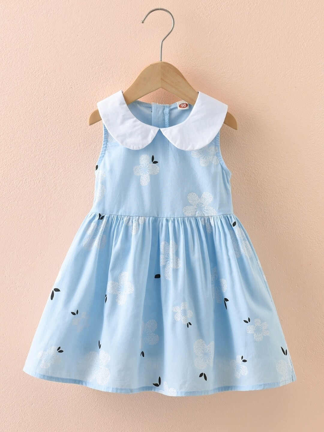 

StyleCast Blue Floral Printed Peter Pan Collar Cotton A-Line Dress