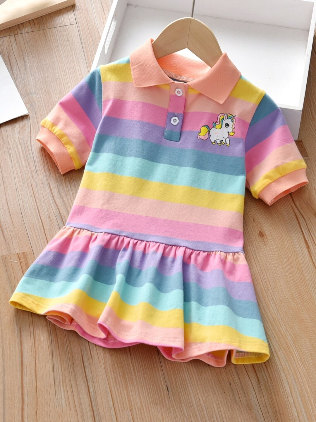 

StyleCast Girls Pink & Blue Colourblocked Cotton A-Line Dress