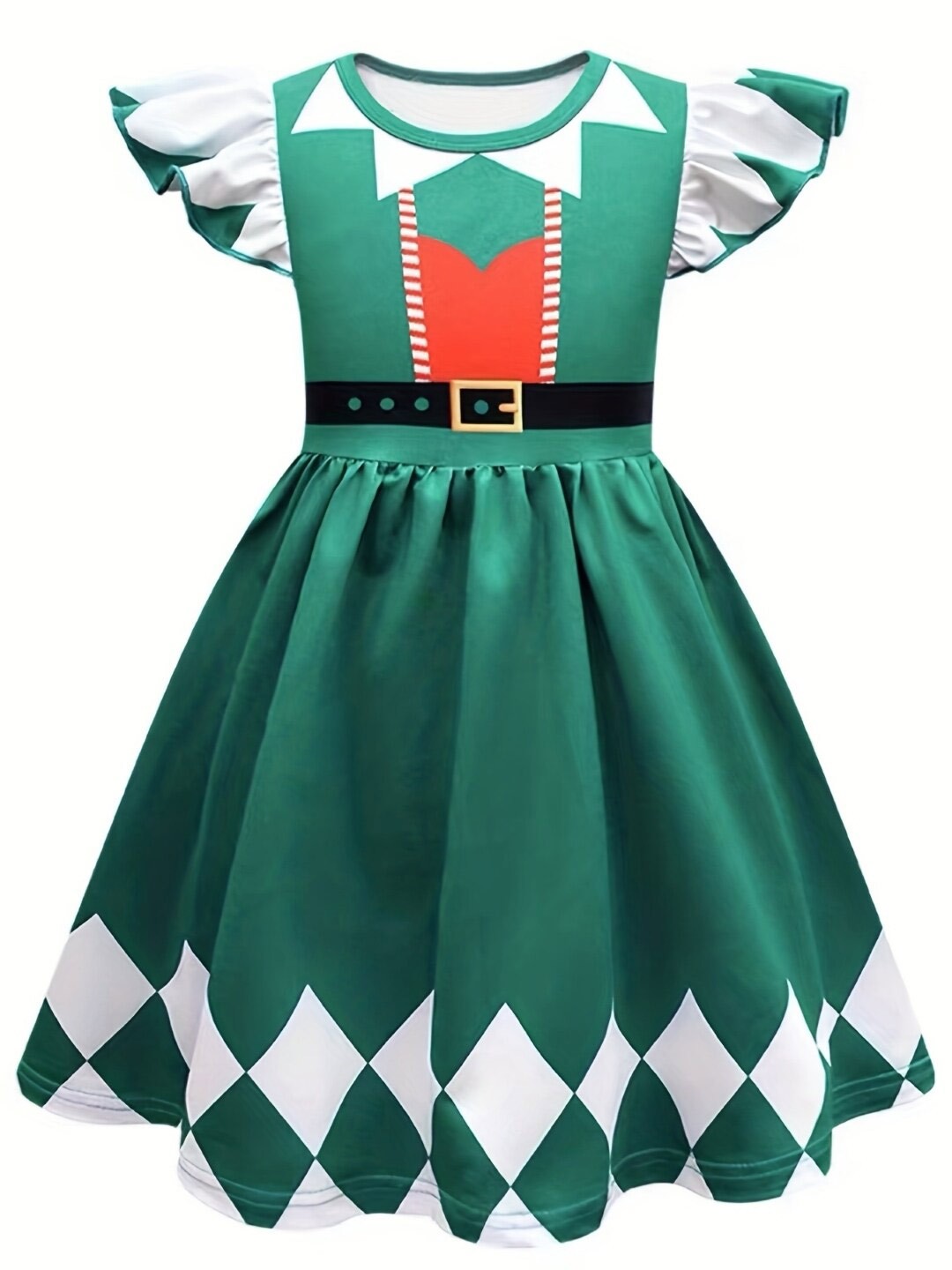 

StyleCast Green Girls Geometric Printed Fit and Flare Dress