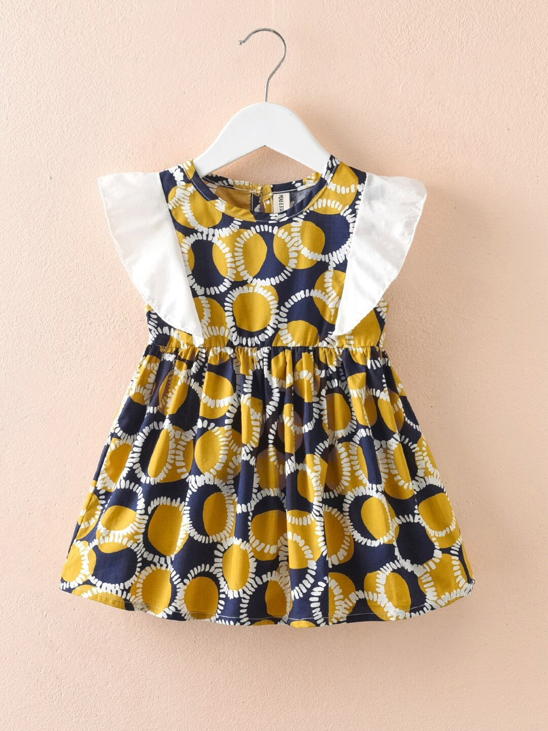

StyleCast Yellow & White Girls Geometric Printed Flutter Sleeves Fit & Flare Dress, Pink