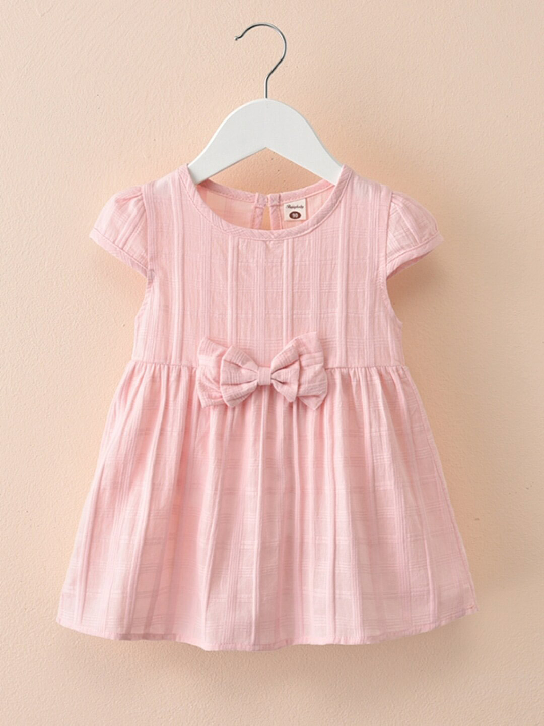 

StyleCast Girls Pink Self Design Cap Sleeves Pure Cotton Fit & Flare Dress