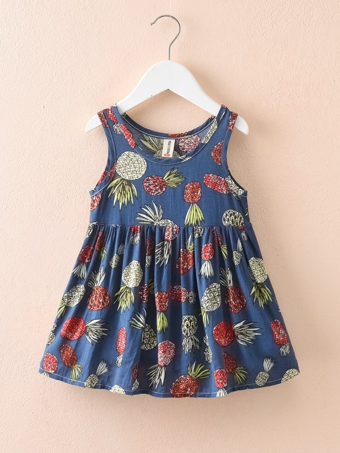 

StyleCast Girls Pink Conversational Printed Sleeveless Cotton A-Line Dress, Blue
