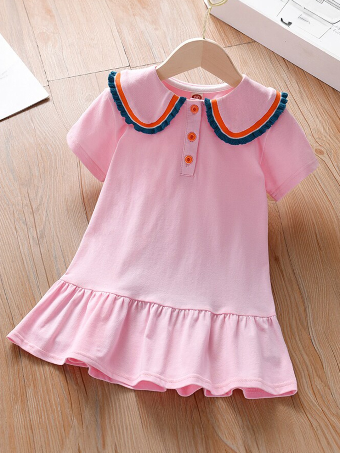 

StyleCast Girls Pink Peter Pan Collar Cotton Drop-Waist Dress