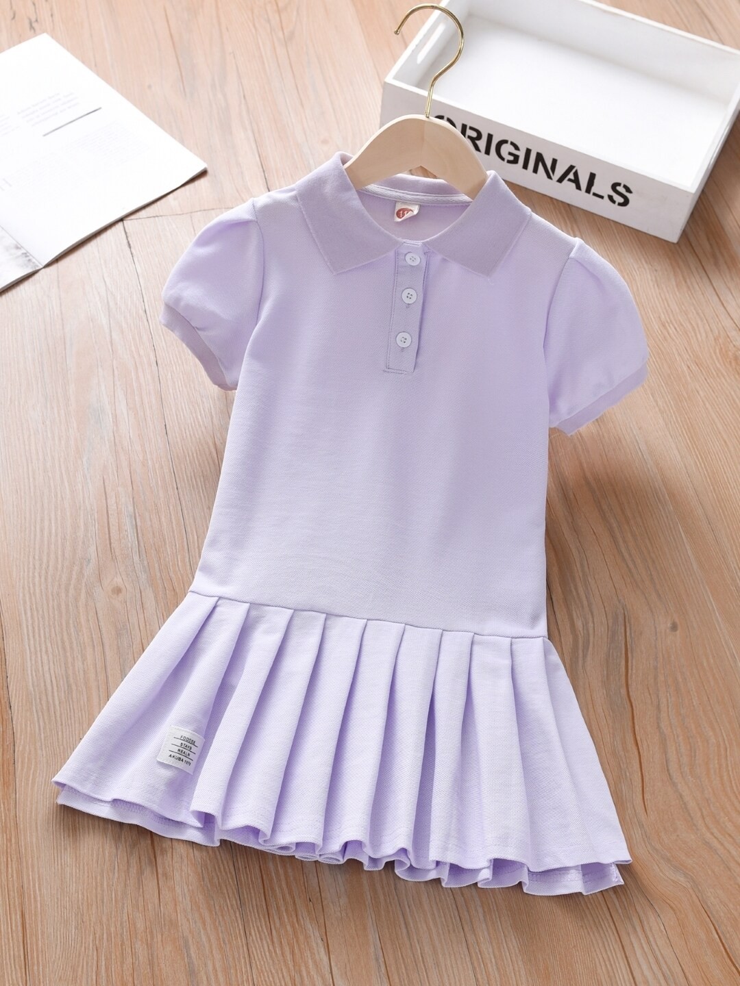 

StyleCast Purple Shirt Collar Pure Cotton A-Line Dress