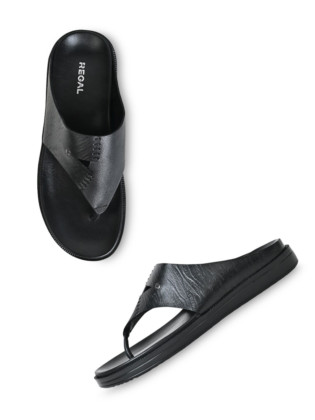 

Regal Men Textured Leather Comfort Sandals, Black