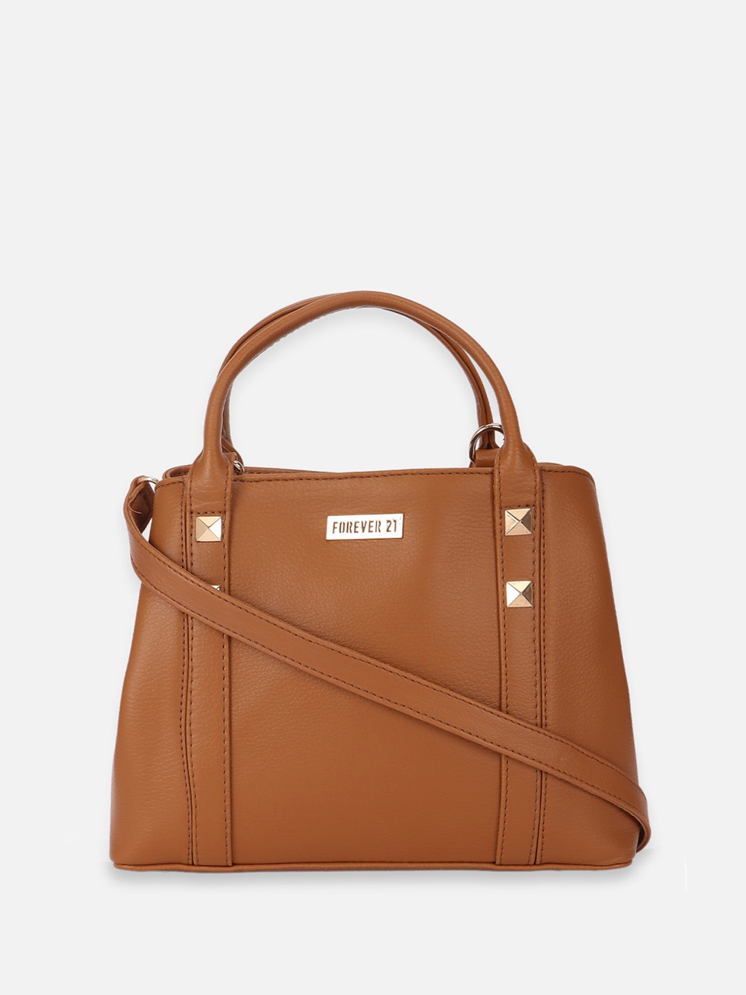 

FOREVER 21 Textured Structured Handheld Bag, Brown