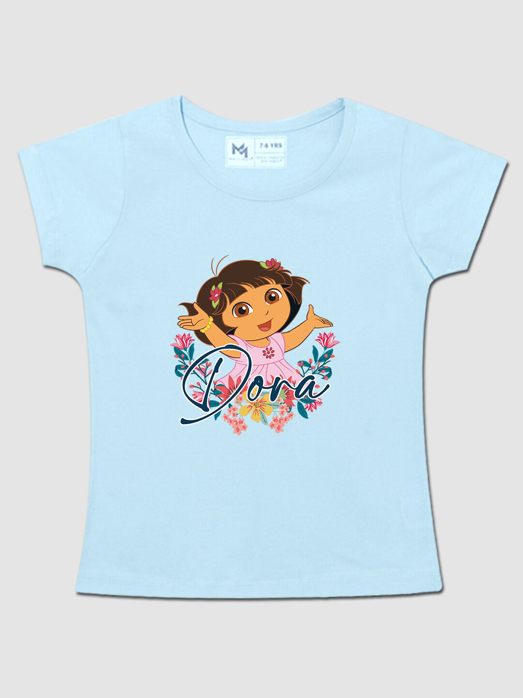 

Minute Mirth Girls Graphic Print Cotton Tshirt, Blue