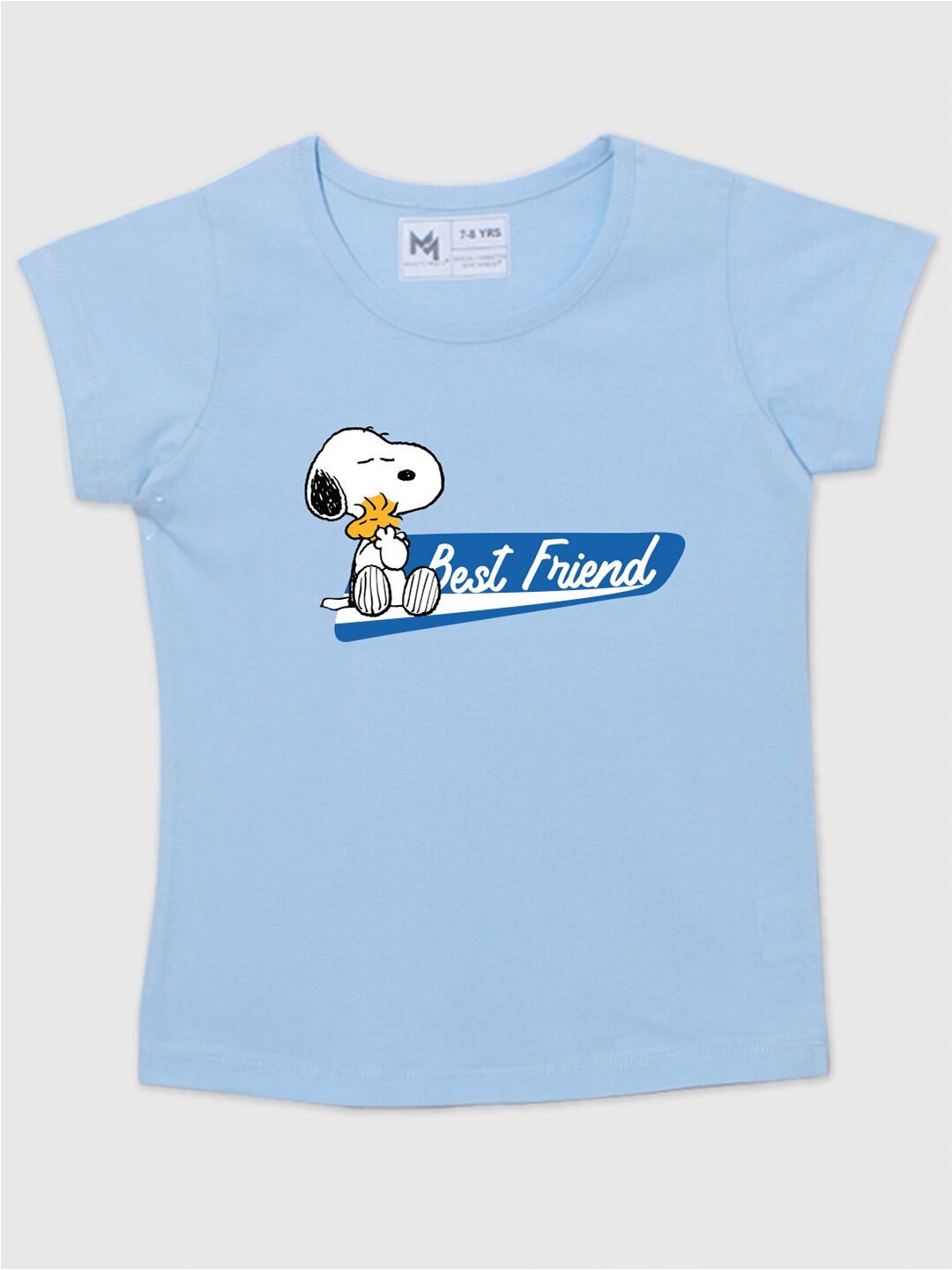 

Minute Mirth Infants Girls Snoopy Printed Pure Cotton T Shirt, Blue