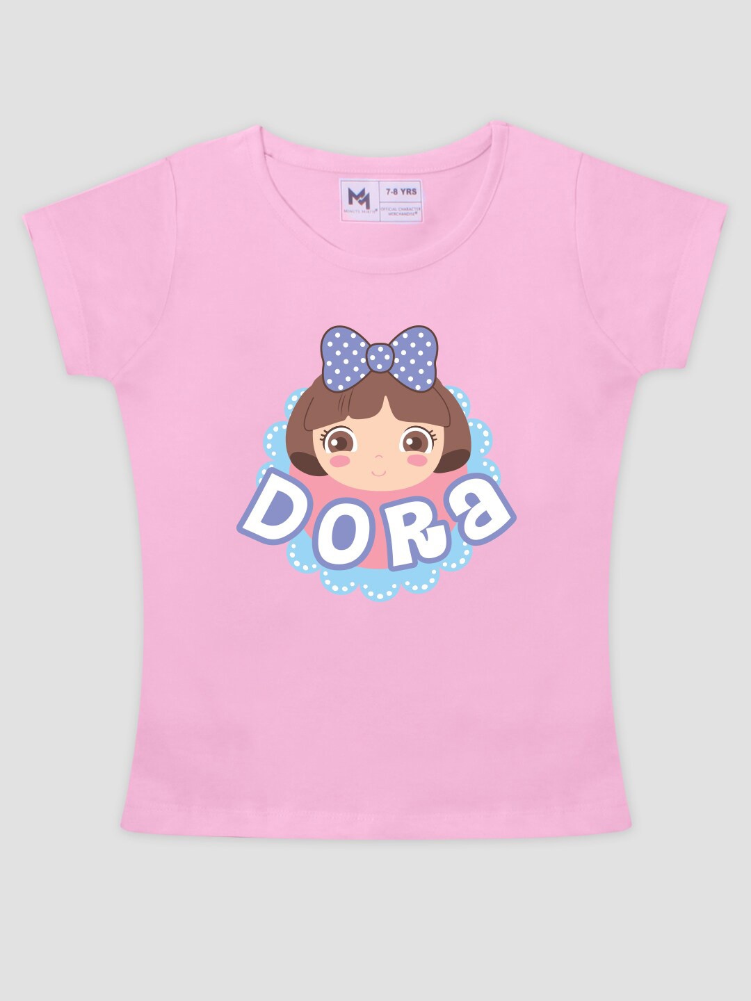 

Minute Mirth Girls Dora Printed Short Sleeves Cotton T-shirt, Pink