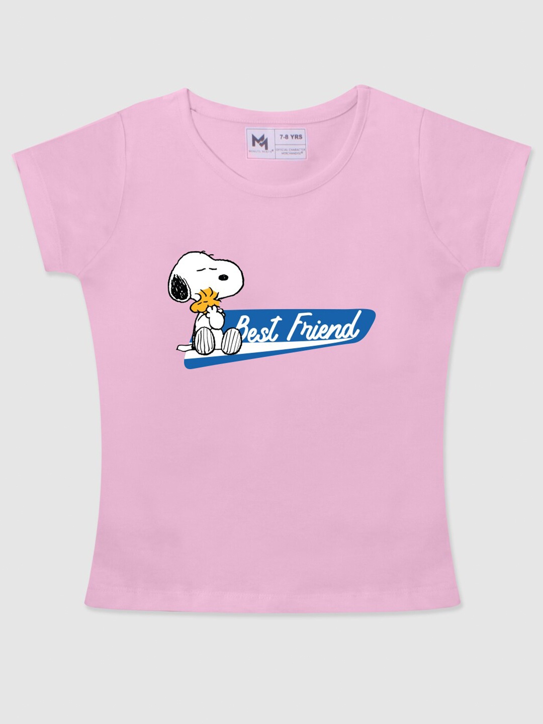 

Minute Mirth Girls Snoopy Printed Pure Cotton T-Shirt, Pink