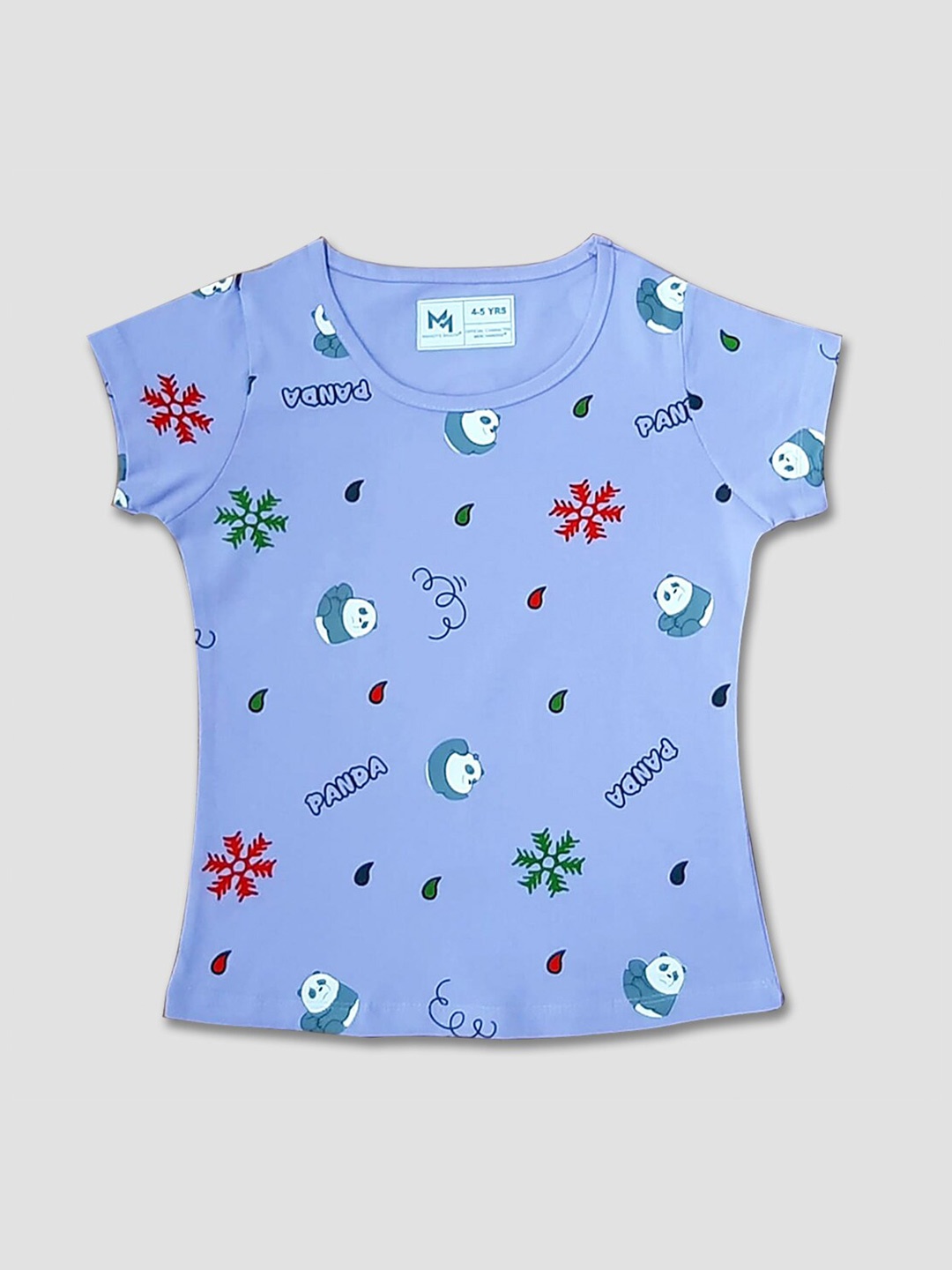 

Minute Mirth Girls Graphic Printed Round Neck Short Sleeves Pure Cotton Regular T-shirt, Purple