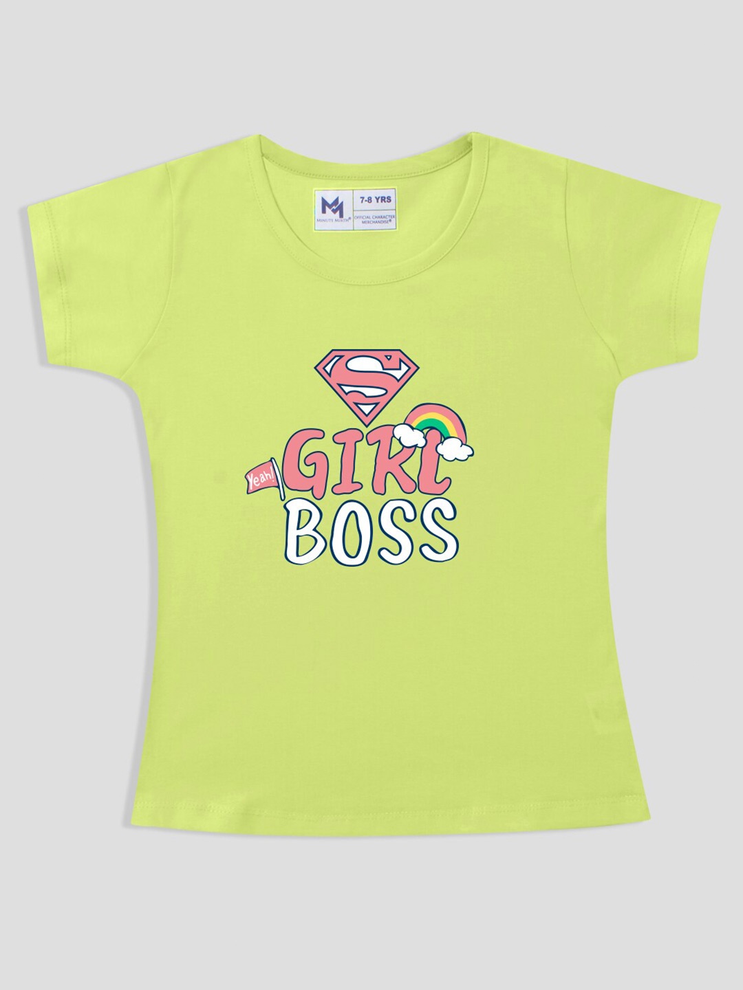 

Minute Mirth Infants Girls Typography Printed Pure Cotton T Shirt, Green