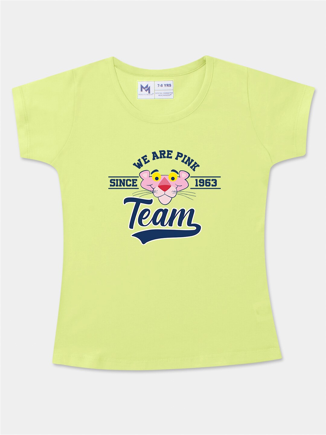 

Minute Mirth Girls Typography Printed Short Sleeves Pure Cotton T-shirt, Yellow