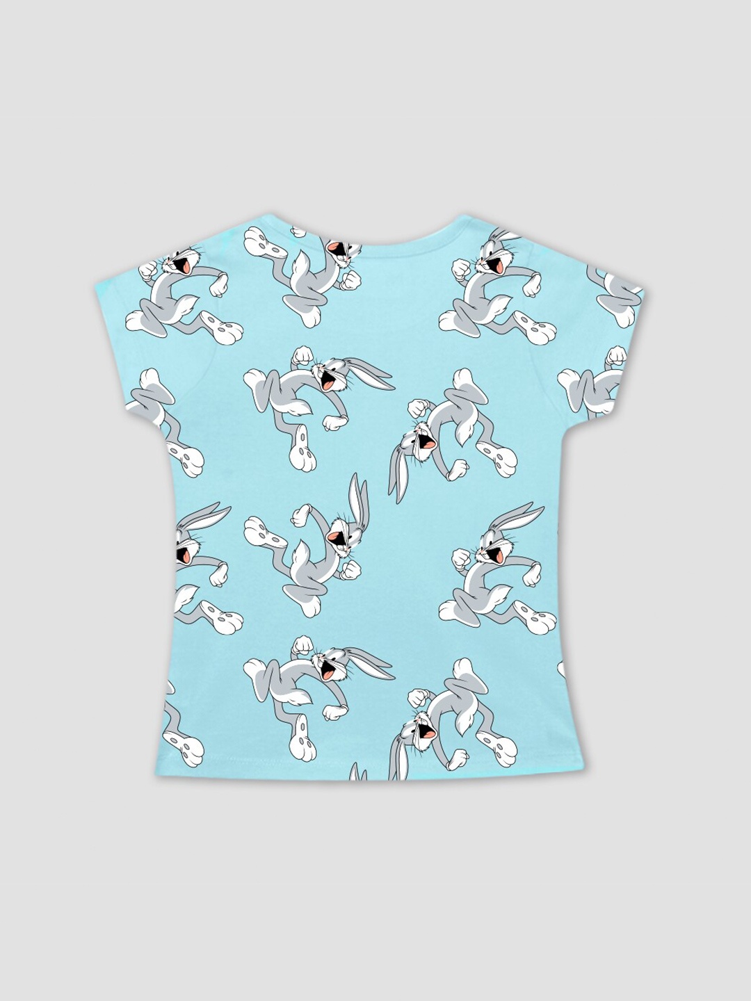 

Minute Mirth Girls Bugs Bunny Printed Round Neck Short Sleeves Pure Cotton Regular T-shirt, Blue