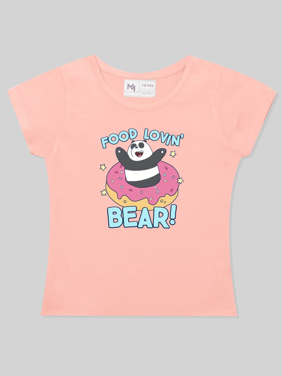 

Minute Mirth Girls Graphic Printed Knitted Pure Cotton Tshirt, Peach
