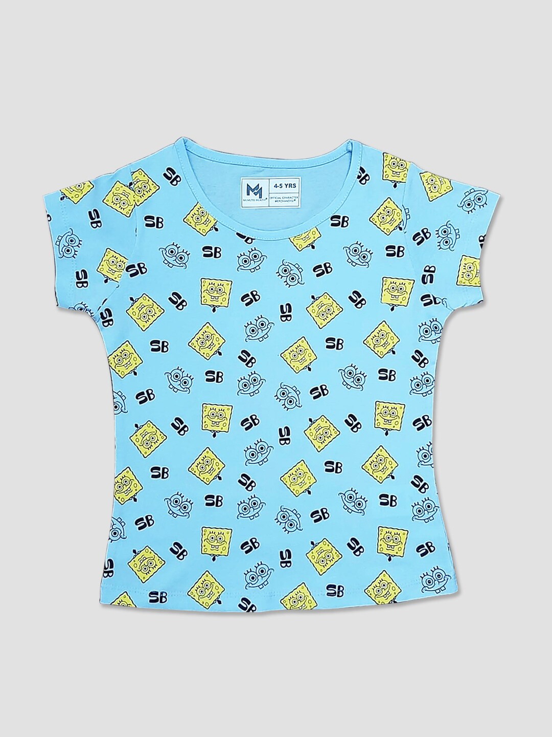 

Minute Mirth Girls Conversational Printed Pure Cotton T-shirt, Blue