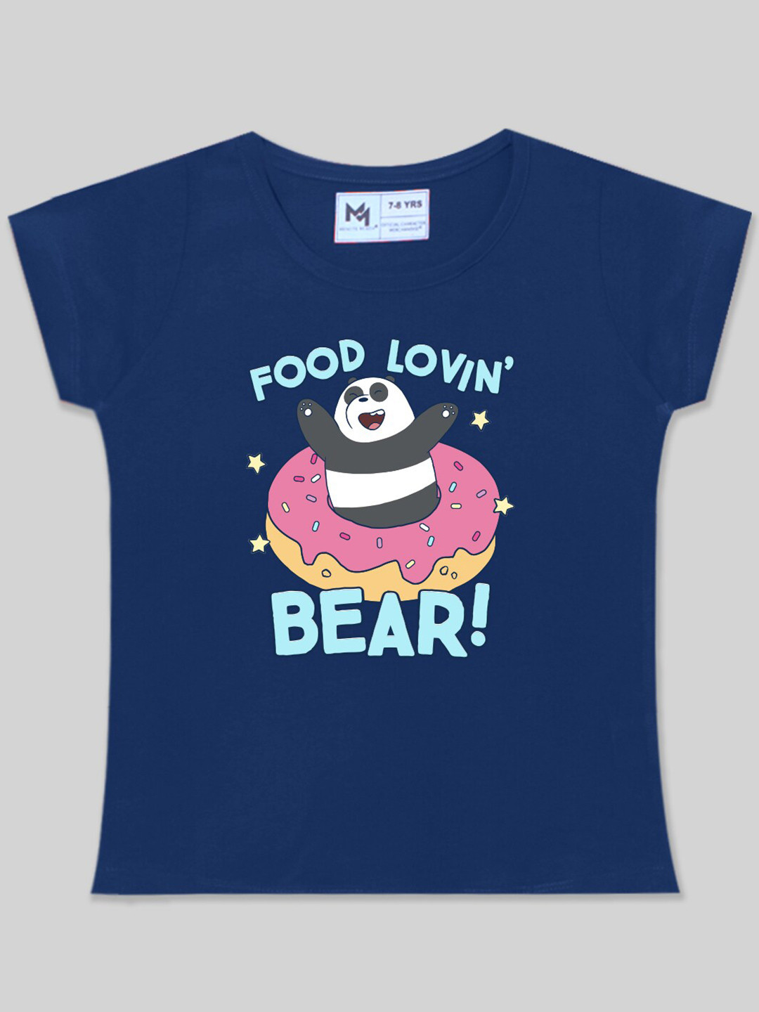 

Minute Mirth Girls Graphic Printed Round Neck Short Sleeves Pure Cotton T-shirt, Navy blue