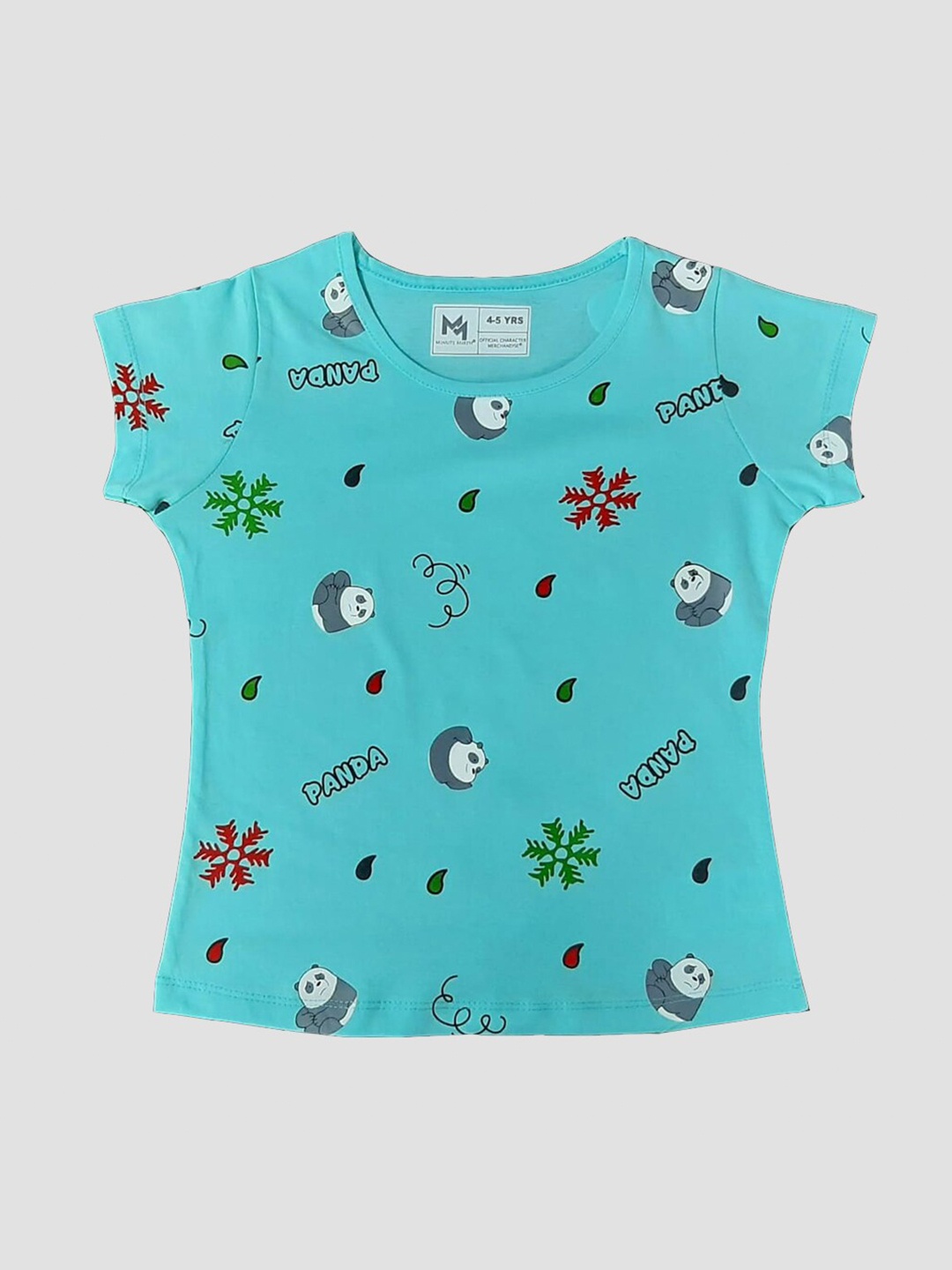 

Minute Mirth Girls Graphic Printed Round Neck Short Sleeves Pure Cotton Regular T-shirt, Green
