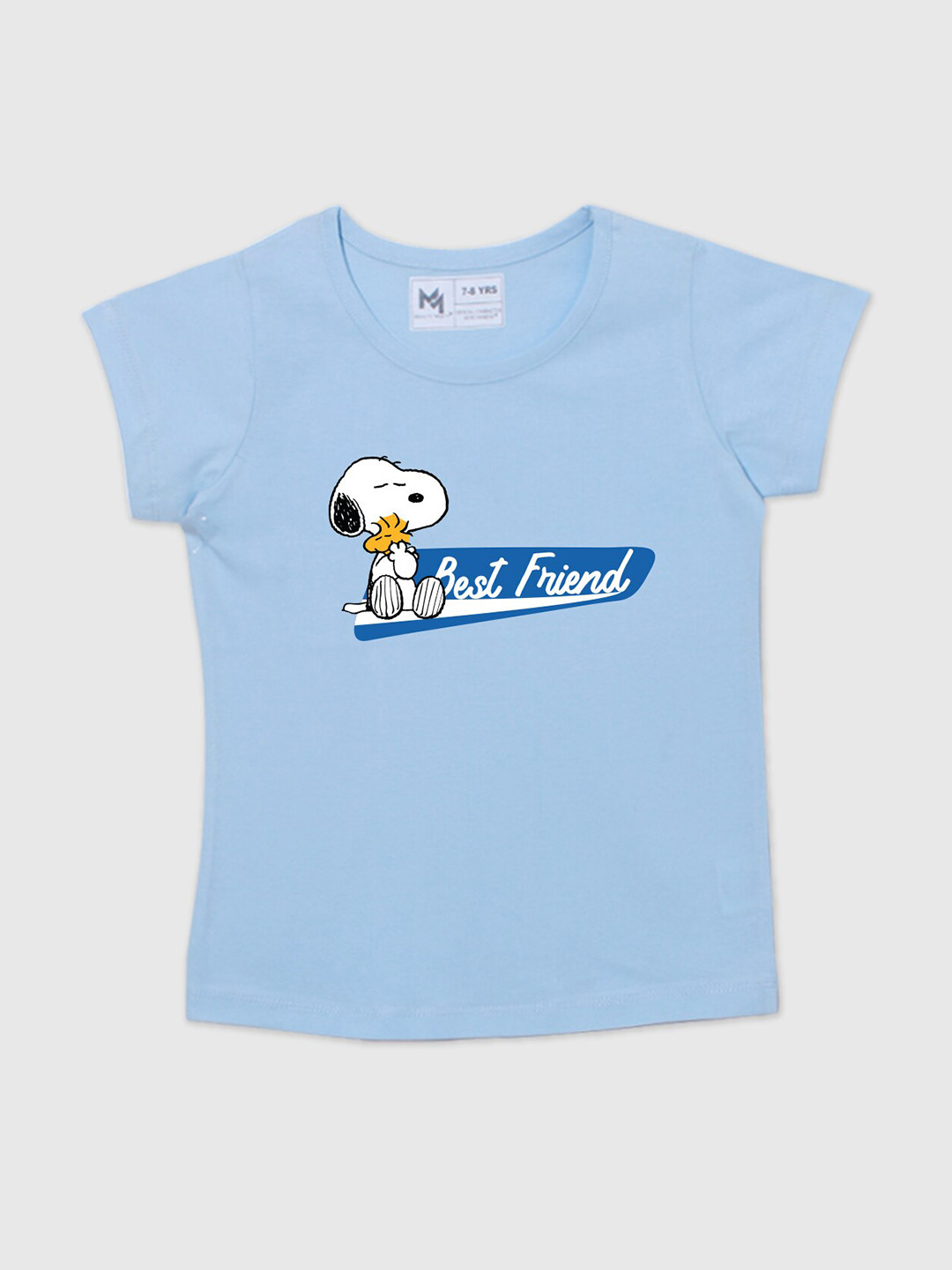 

Minute Mirth Girls Snoopy Printed Pure Cotton Tshirt, Blue