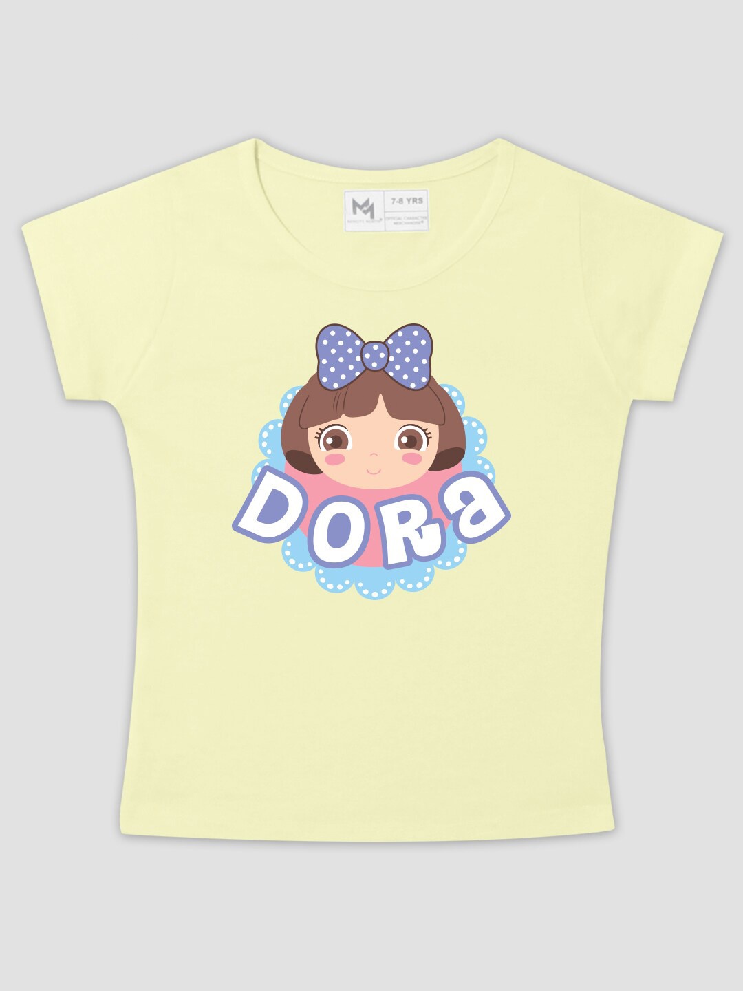 

Minute Mirth Girls Dora Printed Pure Cotton T-shirt, Yellow