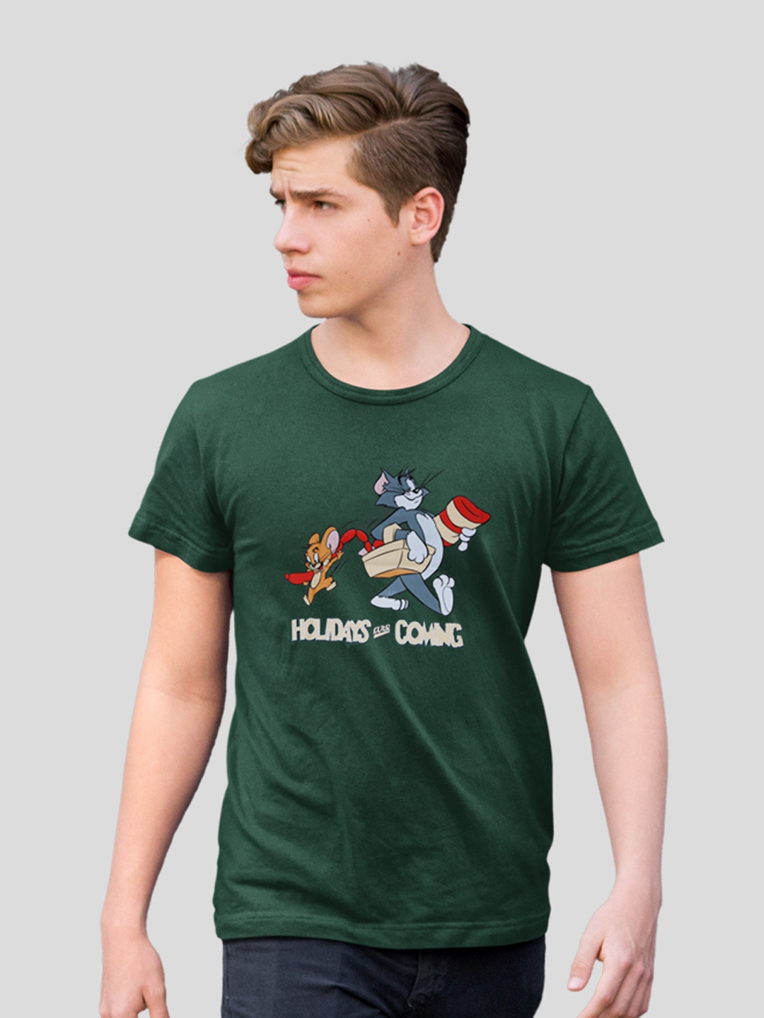 

Minute Mirth Graphic Printed Cotton T-shirt, Green