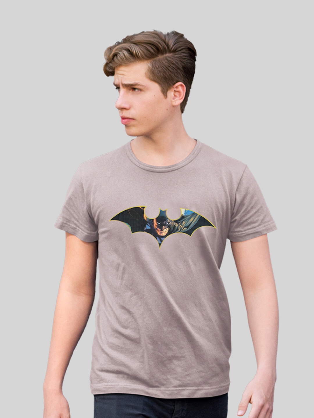 

Minute Mirth Batman Printed Cotton T-shirt, Grey