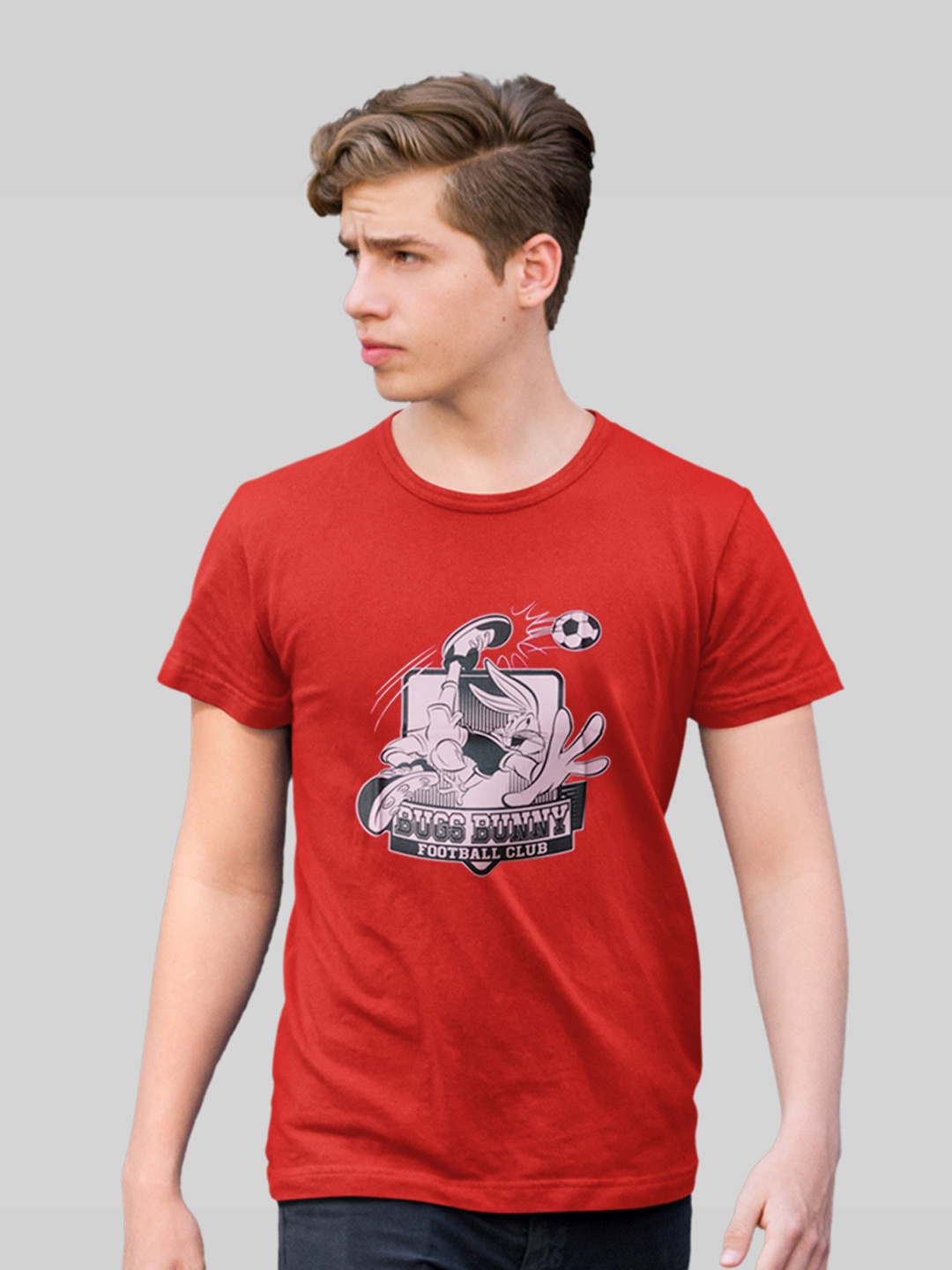 

Minute Mirth Looney Tunes Printed Cotton T-shirt, Red