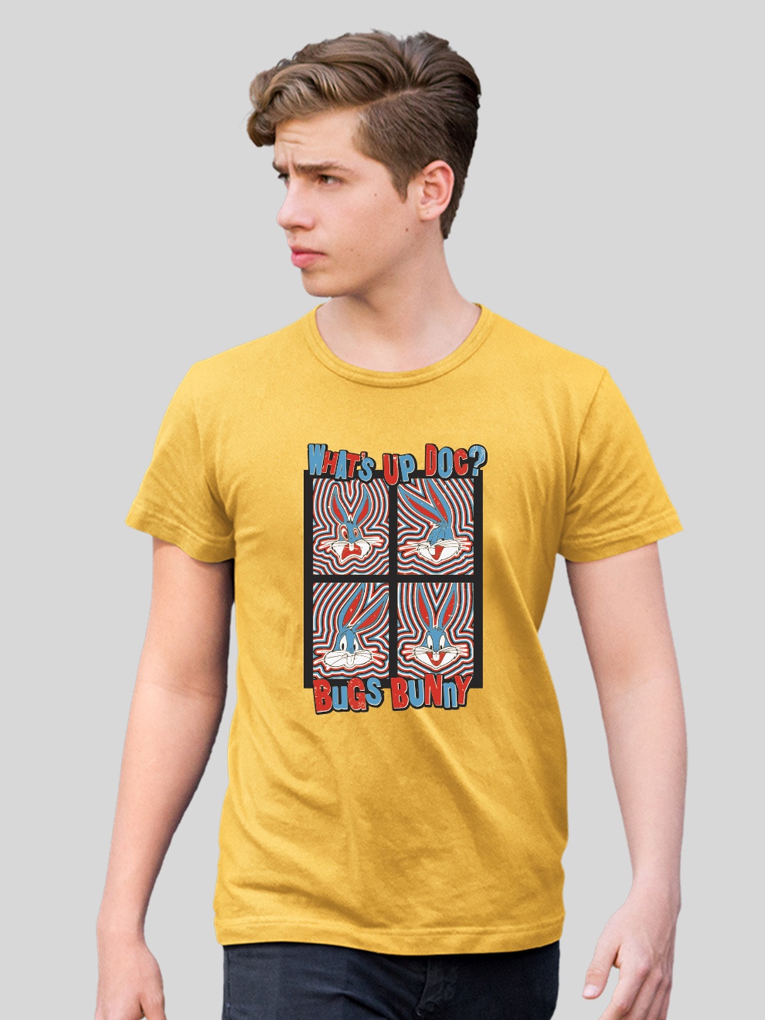

Minute Mirth Looney Tunes Printed Cotton T-shirt, Yellow