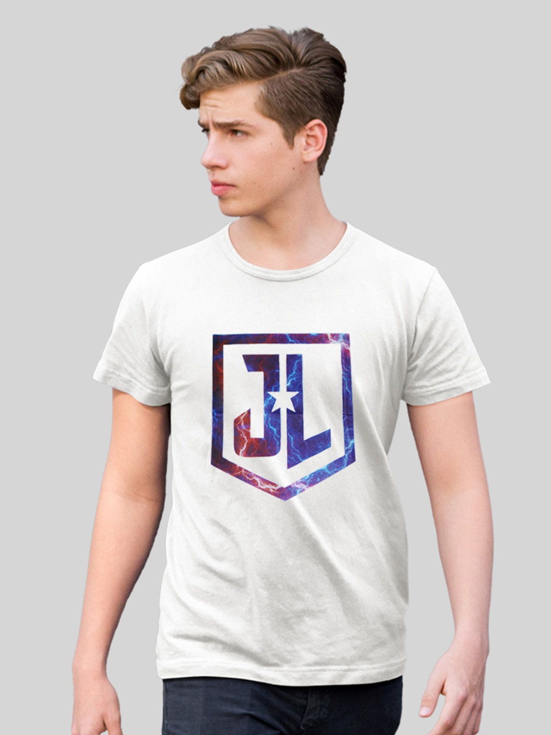 

Minute Mirth Justice league Printed Cotton T- Shirt, White