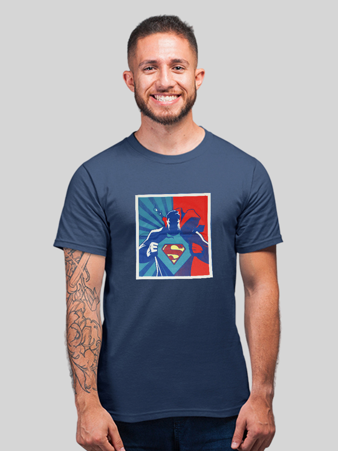 

Minute Mirth Superman Printed Cotton T- Shirt, Blue