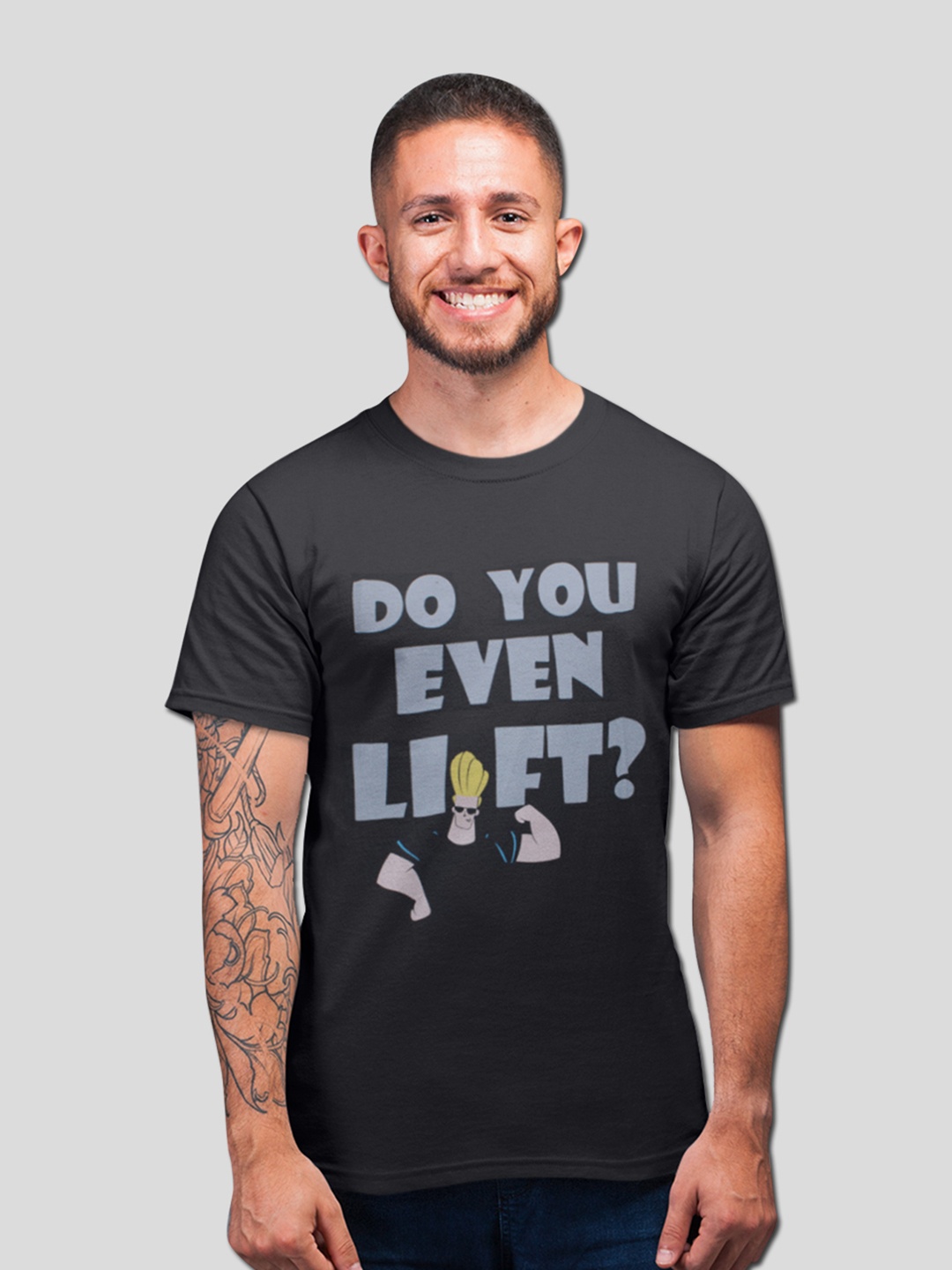 

Minute Mirth Johnny Bravo Printed Cotton T-shirt, Black