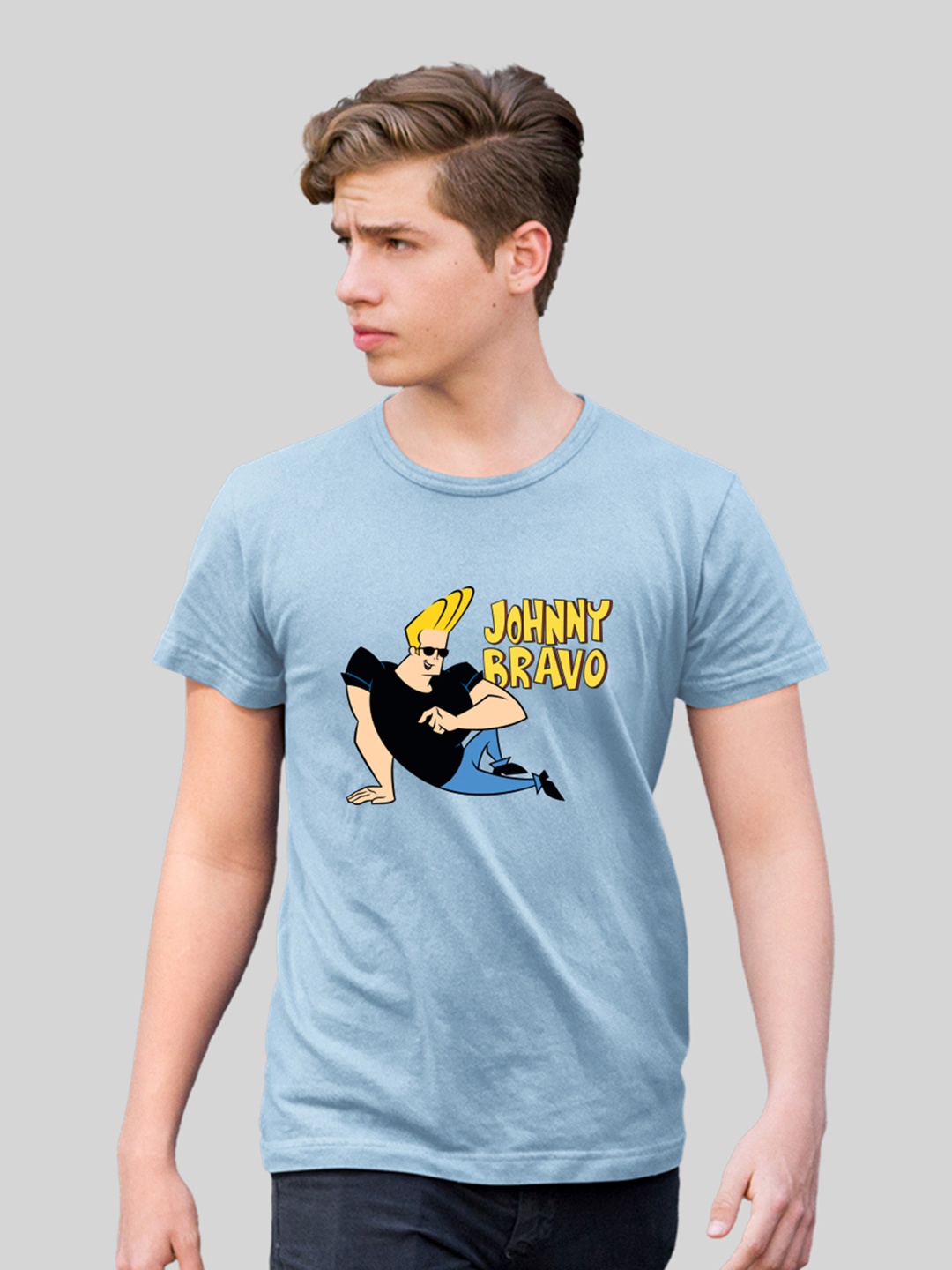 

Minute Mirth Johnny Bravo Printed Cotton T-shirt, Blue