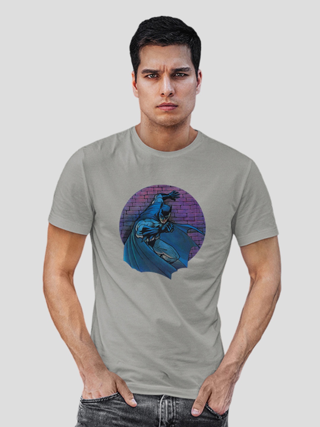

Minute Mirth Batman Printed Cotton T- Shirt, Grey