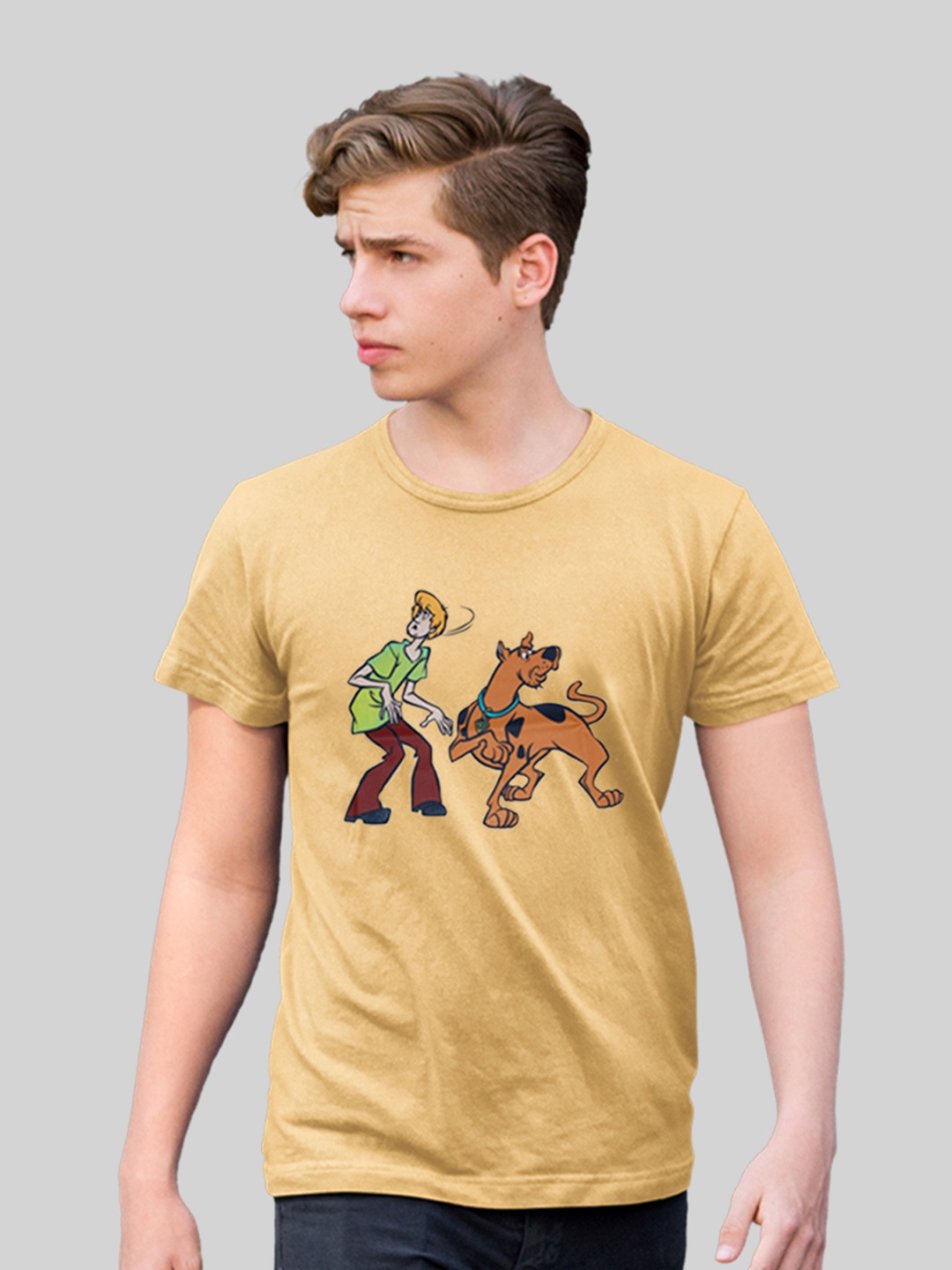

Minute Mirth Scooby Doo Printed Cotton Lycra Round Neck T- Shirt, Yellow