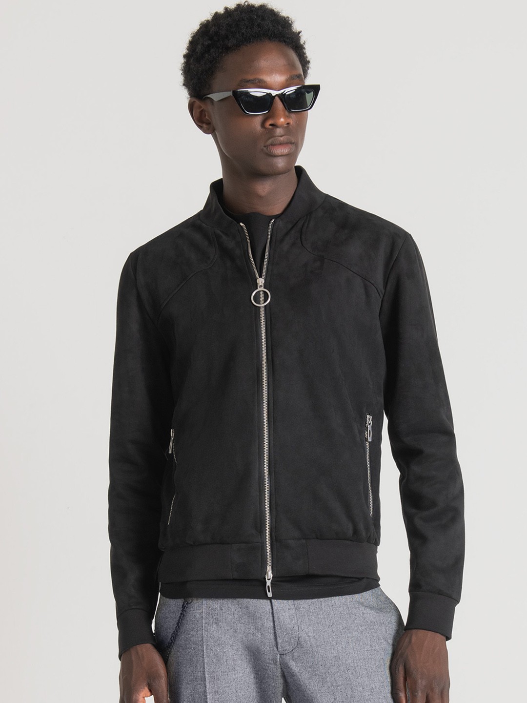 

Antony Morato Stand Collar Open Front Jacket, Black