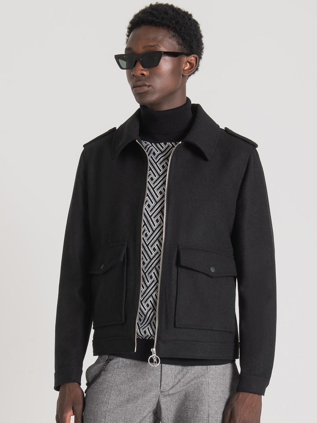 

Antony Morato Spread Collar Tailored Jacket, Black