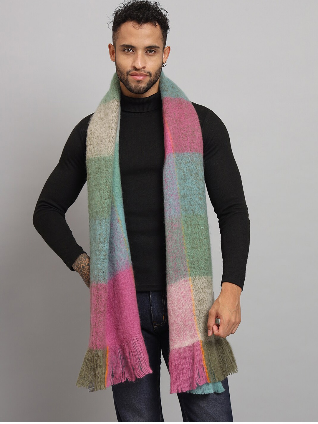 

HANDICRAFT PALACE Checked Reversible Muffler, Green