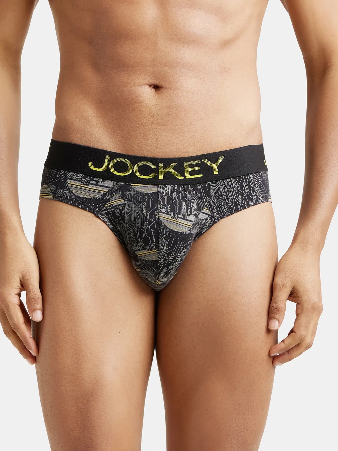 

Jockey Super Combed Cotton Stretch Printed Brief with Ultrasoft Waistband-FP22, Black