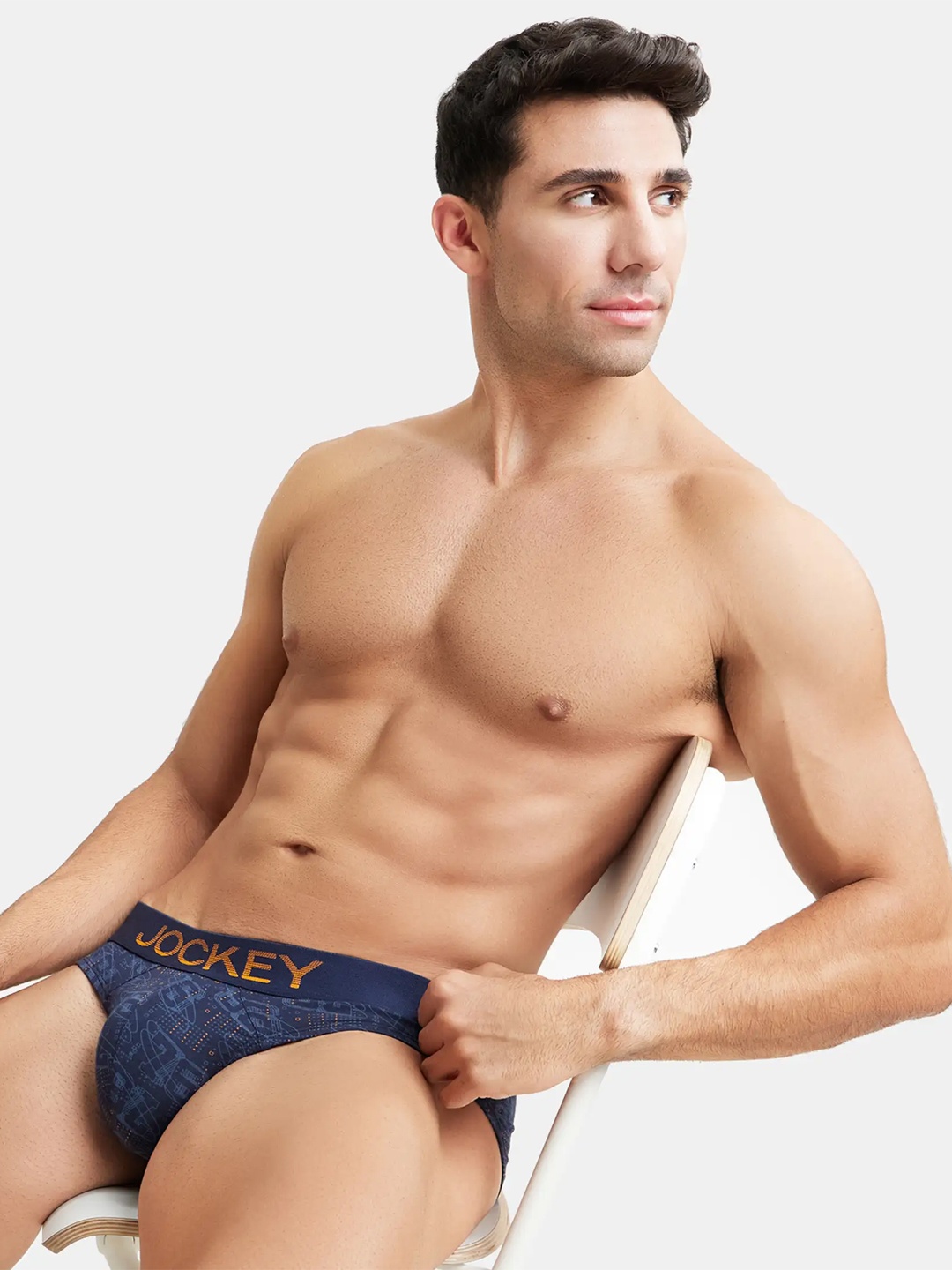 

Jockey Super Combed Cotton Stretch Printed Brief with Ultrasoft Waistband-FP22, Navy blue