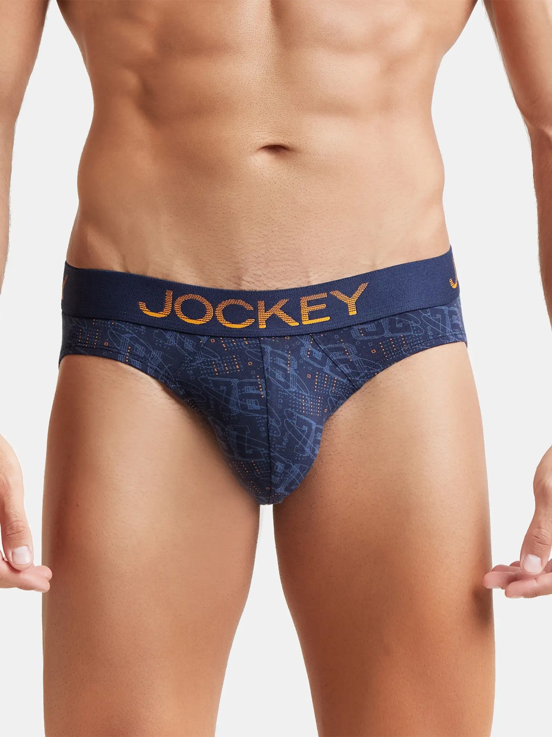 

Jockey Super Combed Cotton Stretch Printed Brief with Ultrasoft Waistband-FP22, Navy blue