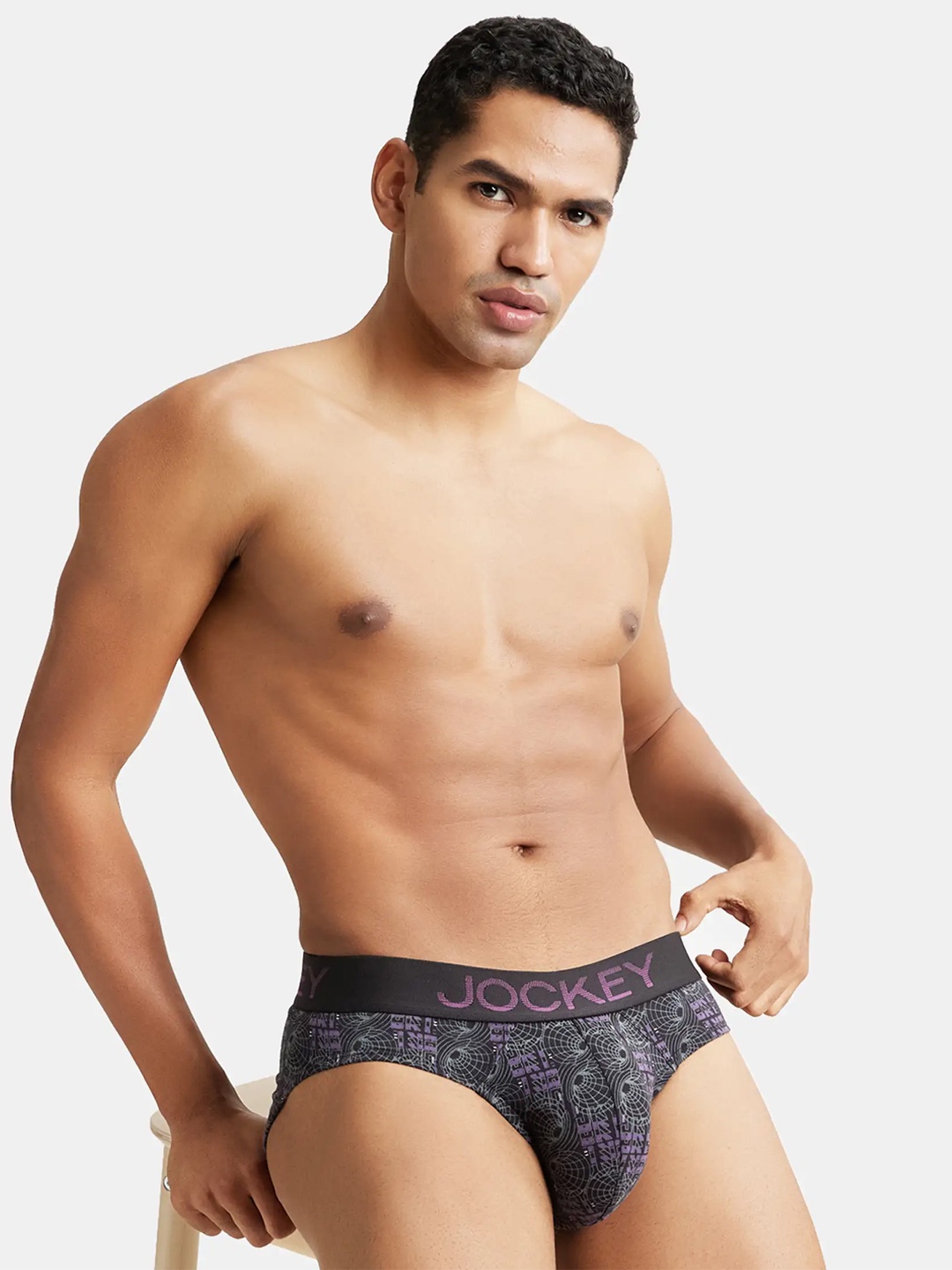 

Jockey Super Combed Cotton Stretch Printed Brief with Ultrasoft Waistband-FP22, Black