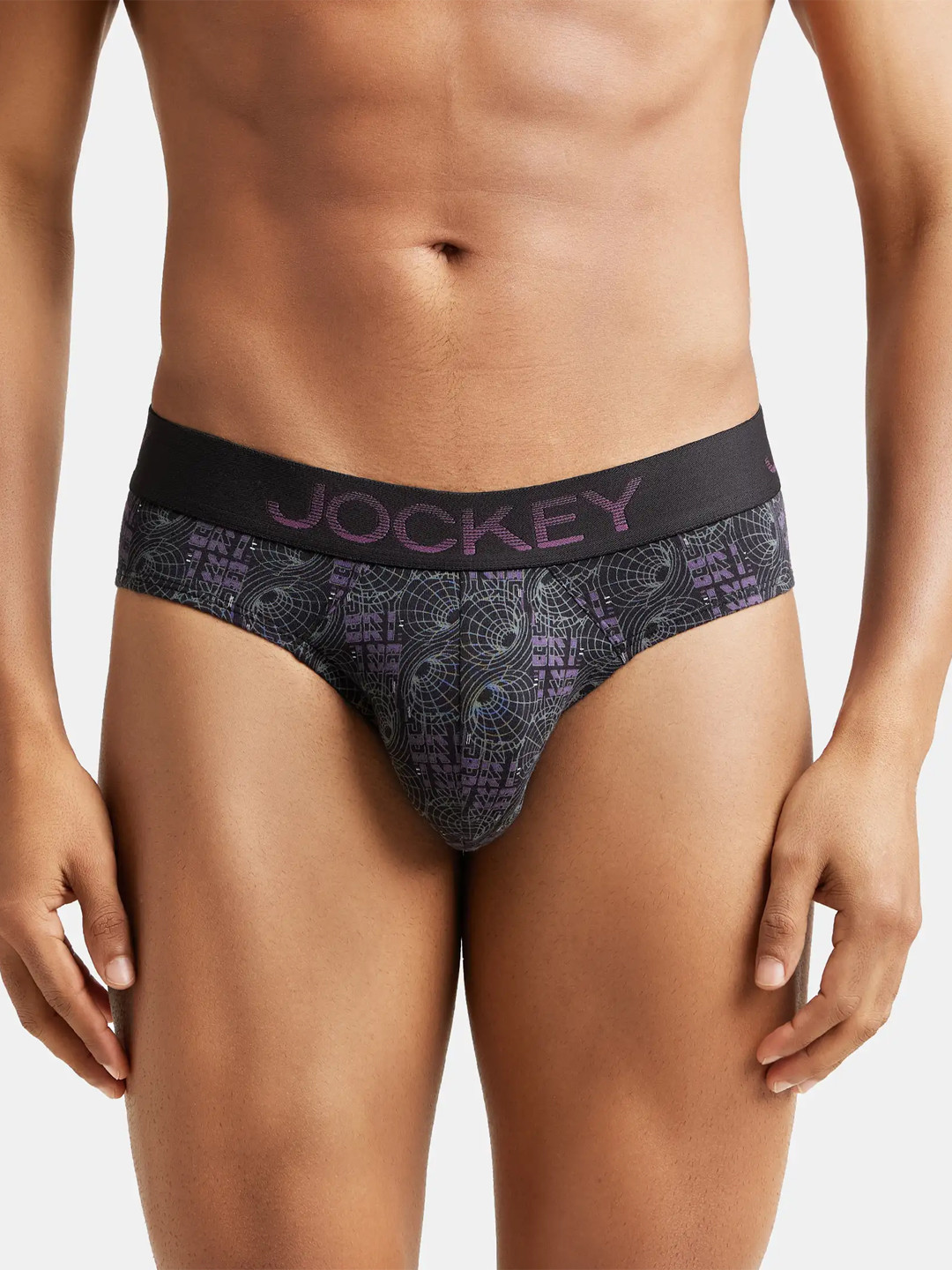 

Jockey Super Combed Cotton Stretch Printed Brief with Ultrasoft Waistband-FP22, Black